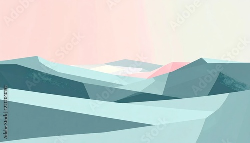 Geometric mountain landscape abstract art.
