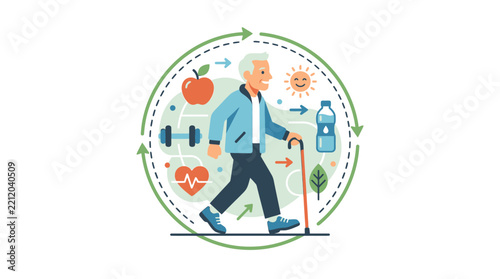 Active elderly man maintaining healthy lifestyle.