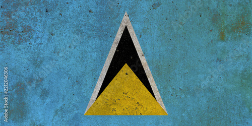 Saint Lucia flag painted on grunge concrete wall texture