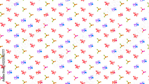 Seamless pattern of colorful paint splatters and dots