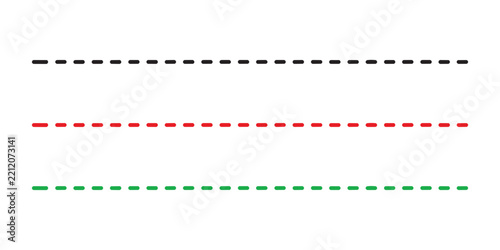 line three horizontal dashed lines black red green