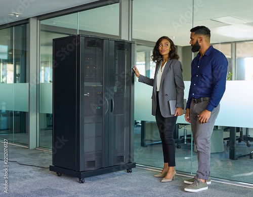 Edge Computing Cabinet in Modern Glass Office Commercial Photo