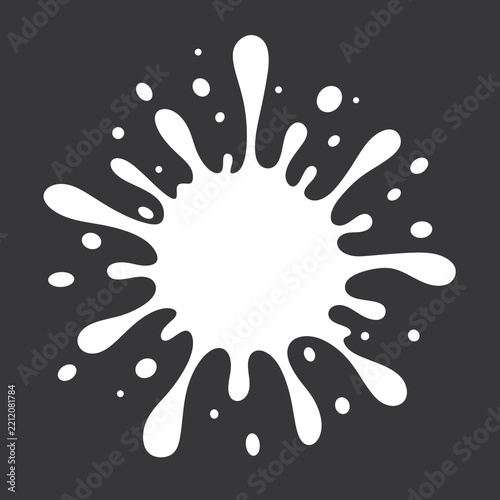 Dynamic white milk splash or liquid drop isolated on black background vector illustration