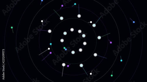 Nanocrystal State Leap quantum dot energy state jump cascade stock motion video rendered with NEON CYBER CYAN semiconductor physics aesthetics. Ideal for semiconductor technology visualizers, physics 