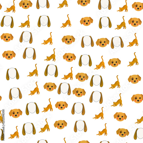Seamless pattern of cartoon dogs and cats