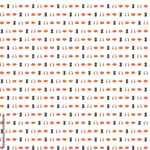 Seamless pattern of cartoon dog and cat faces