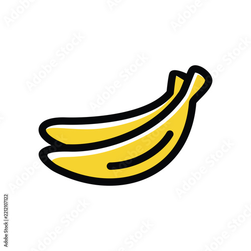 Yellow Banana Fruit Icon Illustration Isolated on White Background