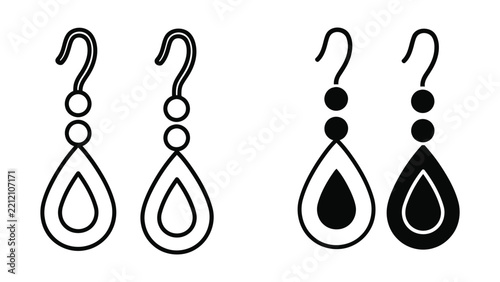 Elegant teardrop earrings fashion jewelry vector icon isolated on transparent