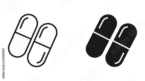 Medical capsule pills for pharmaceutical and health related vector graphic designs