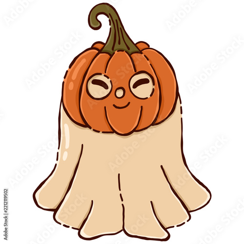 Cute Cartoon Pumpkin Ghost Illustration