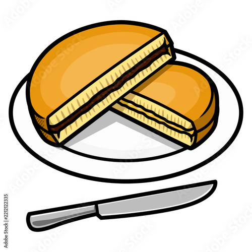Pancake with knife cartoon illustration