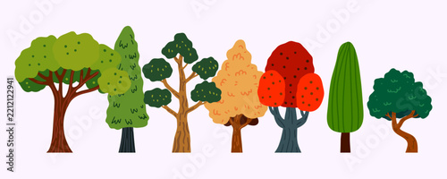 A Diverse Array of Trees with Vibrant Foliage Displaying Seasonal Colors in Nature
