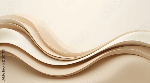 Abstract flowing waves of creamy beige and white with layered paper-like textures and soft shadows, 104