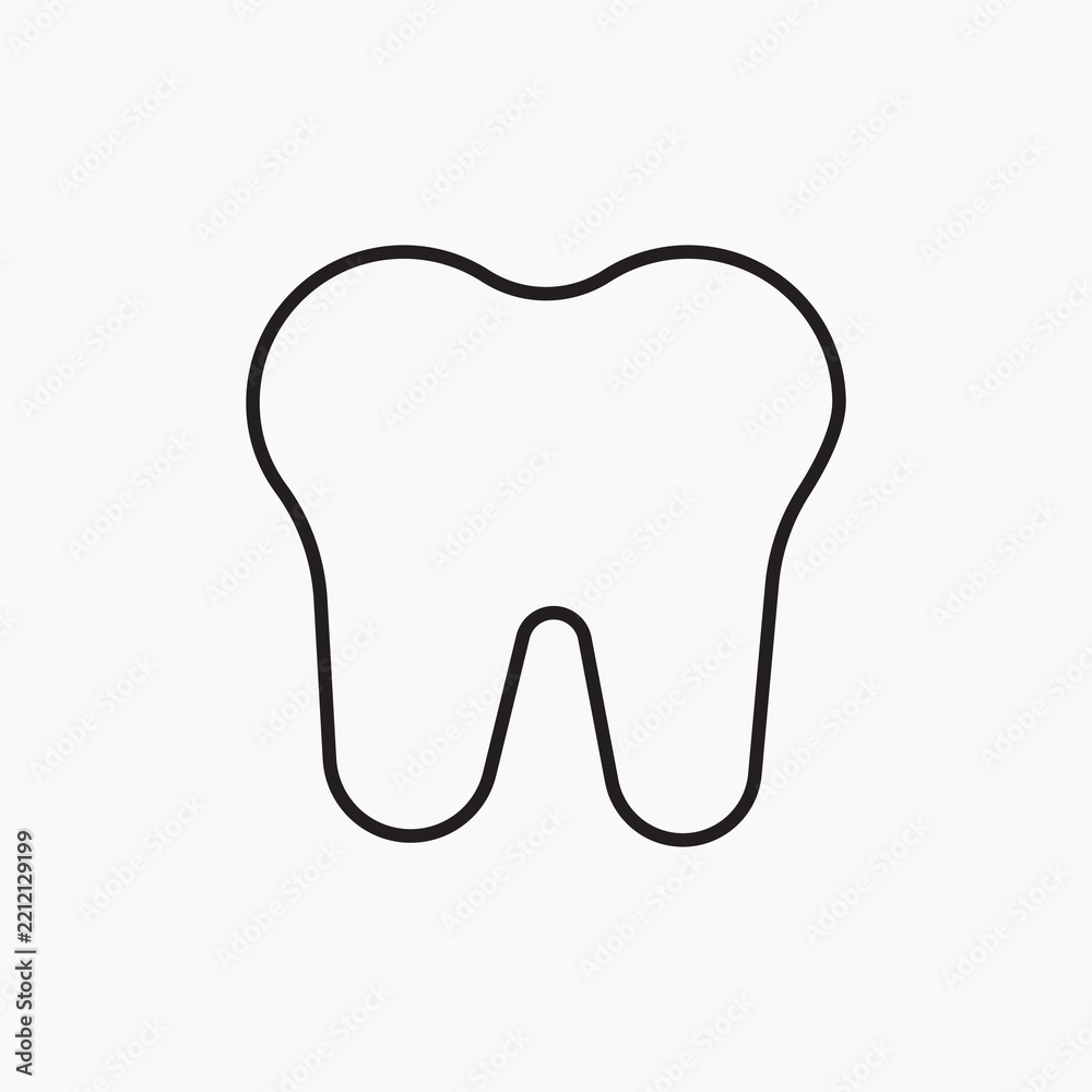 Obraz premium Tooth icon flat outline in black