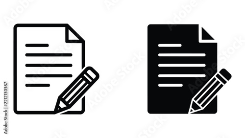Document editing icon with paper and pencil for content creation and writing