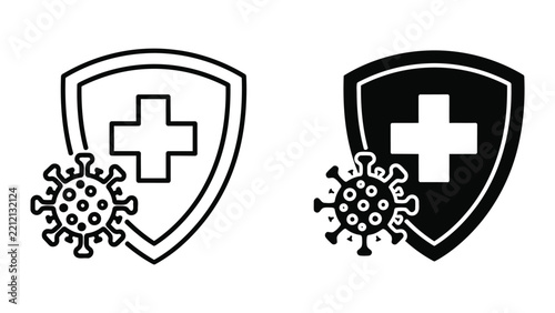 Medical shield protecting from virus vector icon isolated on transparent background
