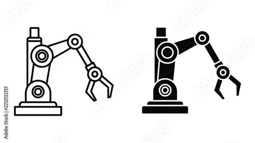 Robotic mechanical arm vector icon for industrial automation and smart manufacturing tech