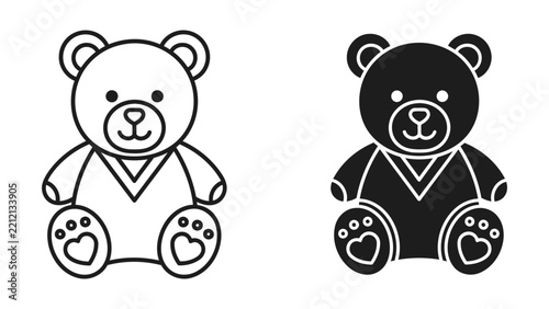 Cute teddy bear toy vector icon isolated on transparent background design element
