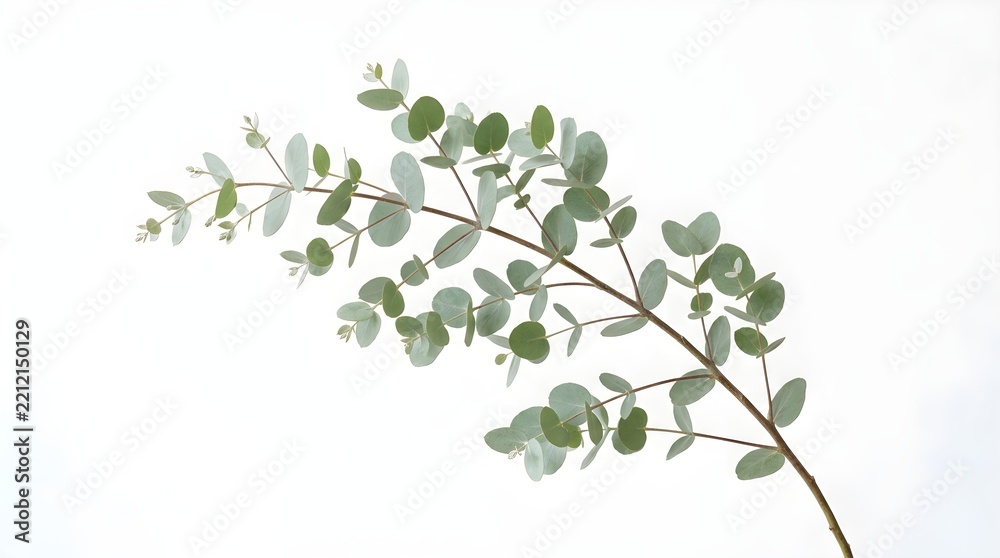 Obraz premium Fresh eucalyptus branch with green leaves isolated on white background