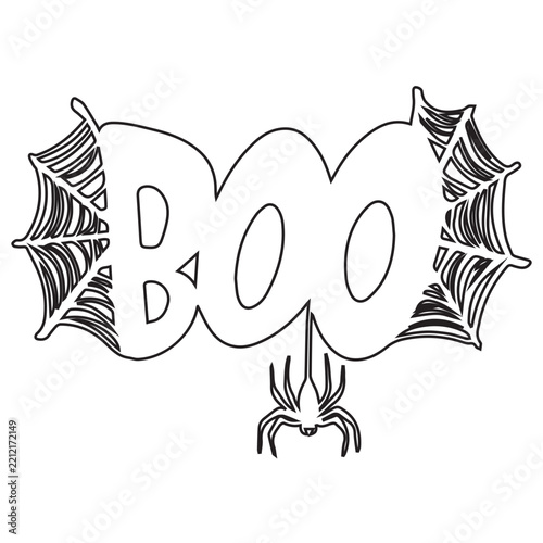 Spooky Boo Spider Line Art