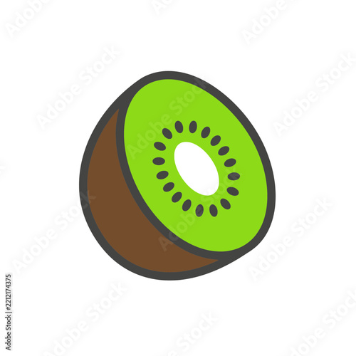 Cross section of a green kiwi fruit.