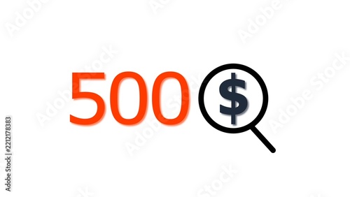 500 dollar price tag with glass illustration. for e-commerce and financial marketing search discount