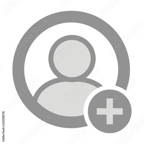Add Friend Icon Featuring a Simple User Profile Silhouette with a Plus Sign Symbol