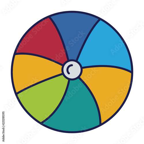 Colorful wheel divided into eight sections with different colors and black outline