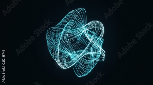Abstract glowing blue digital light swirl on dark background with abstract lines light trails motion background energy flow data stream tech illustration dynamic motion dark backdrop abstract