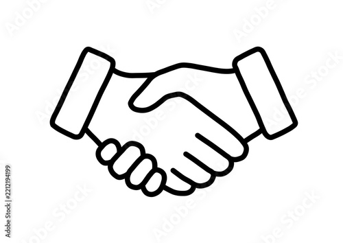 Fotografie Handshake line icon representing business partnership, agreement, deal, and coll