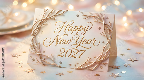 Happy new year 2027 elegant floral design