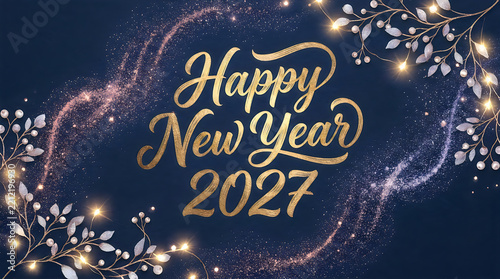Happy new year 2027 decorative design with flowers