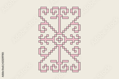Pixel Art Ornamental Ironwork Decorative Geometric Illustration, Abstract Pattern