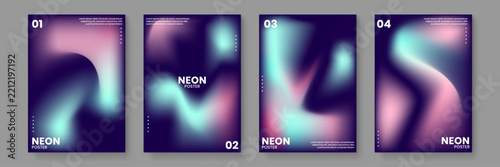 Elegant poster design featuring dreamy pastel colored fluid waves and soft aura gradients on deep navy base