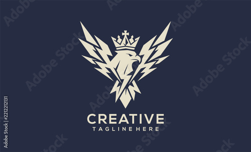 A powerful logo featuring a crowned eagle head with lightning bolt wings