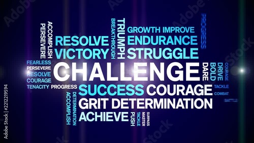 Challenge animated word cloud-animation tag kinetic typography seamless loop.