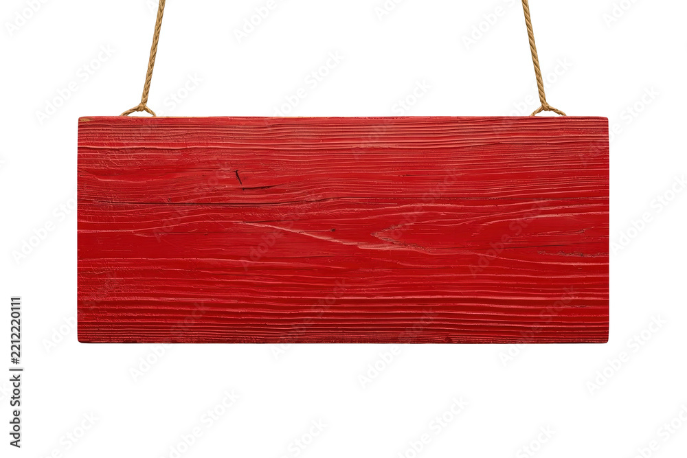 Fototapeta premium Refined Blank Red Wooden Sign Commercial Cutout