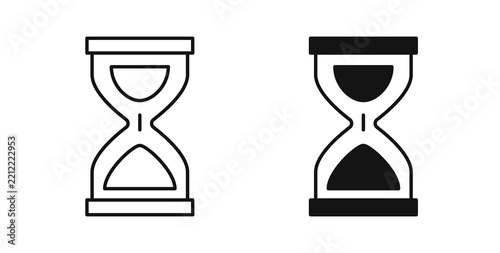 Hourglass end icon flat outline in black