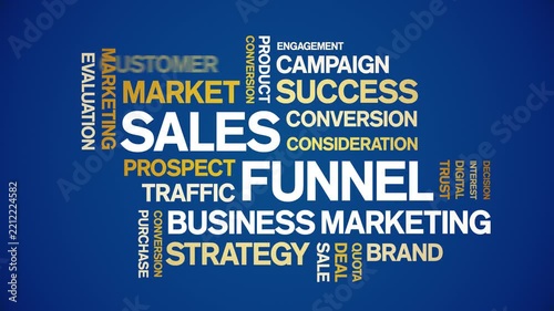 Sales Funnel animated word cloud-animation tag kinetic typography seamless loop.