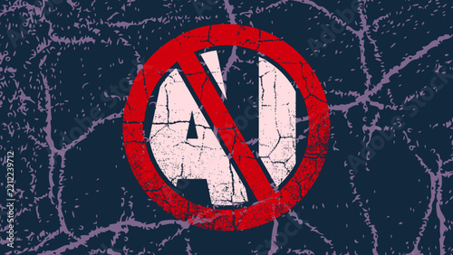 No AI sign, color vector illustration