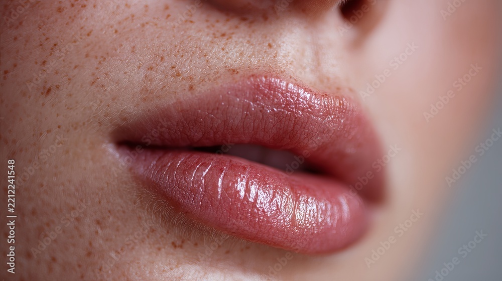 Obraz premium Beautiful natural lips with soft texture and healthy glossy appearance 