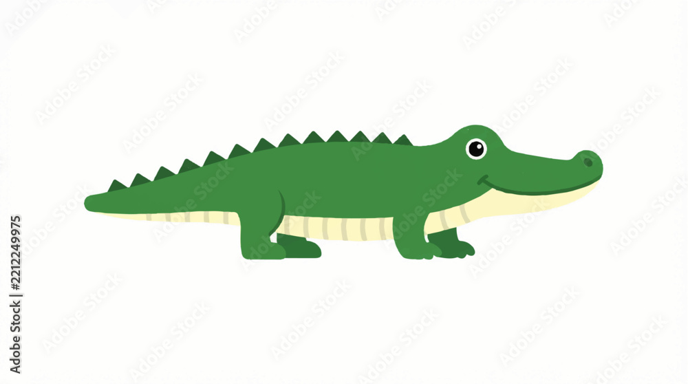 Obraz premium vector crocodile, flat design, simple, minimalist, plain white background