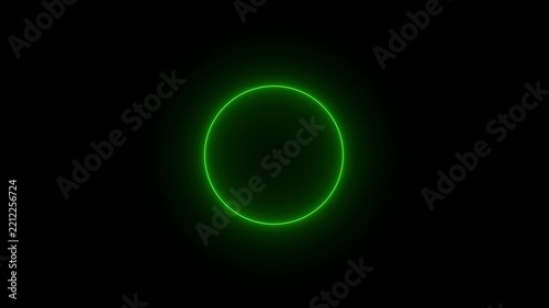 Abstract glowing neon circle border frame in the shape circle glowing and futuristic energy line animation .Glowing neon rectangle frame line .