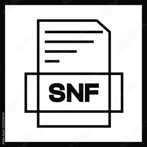 SNF document file icon with paper sheet and outlined folder symbol isolated on white background
