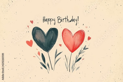 A card with two hearts and the words 