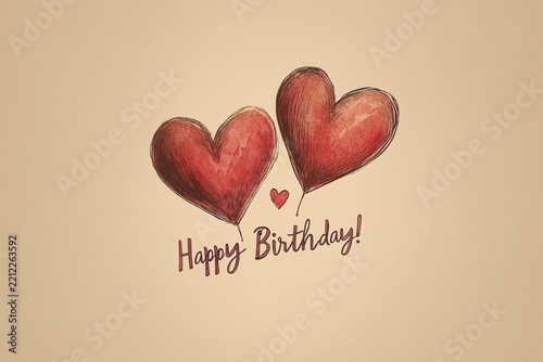 A card with two hearts and the words 