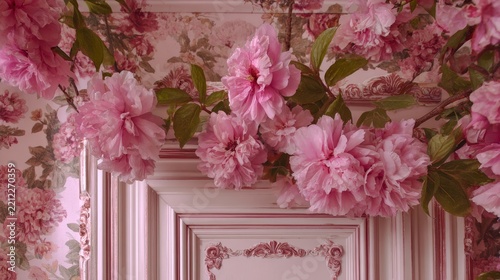 Pink floral wallpaper background with delicate pink flowers and soft white accents, elegant romantic pattern for feminine home decor, wedding invitations, spring design, luxury interior, packaging, br