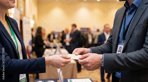 Professional Business Card Exchange at a Dynamic Networking Event
