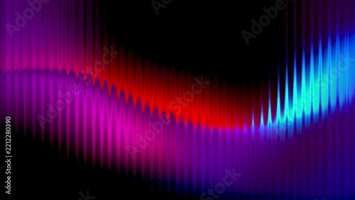 Abstract neon light waves background, with red and, blue pulsing glow