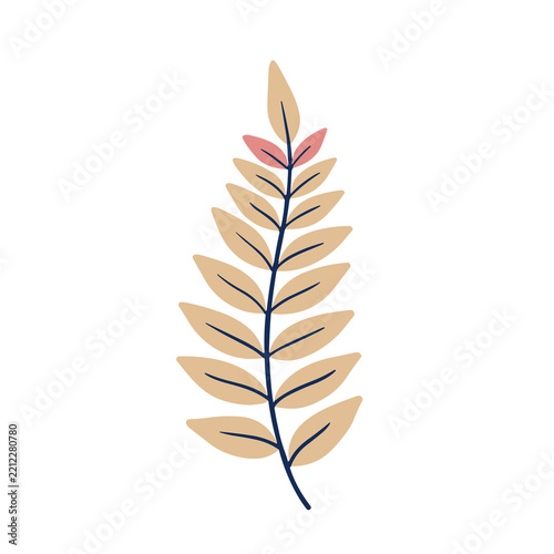 Stylized branch with leaves isolated on transparent background